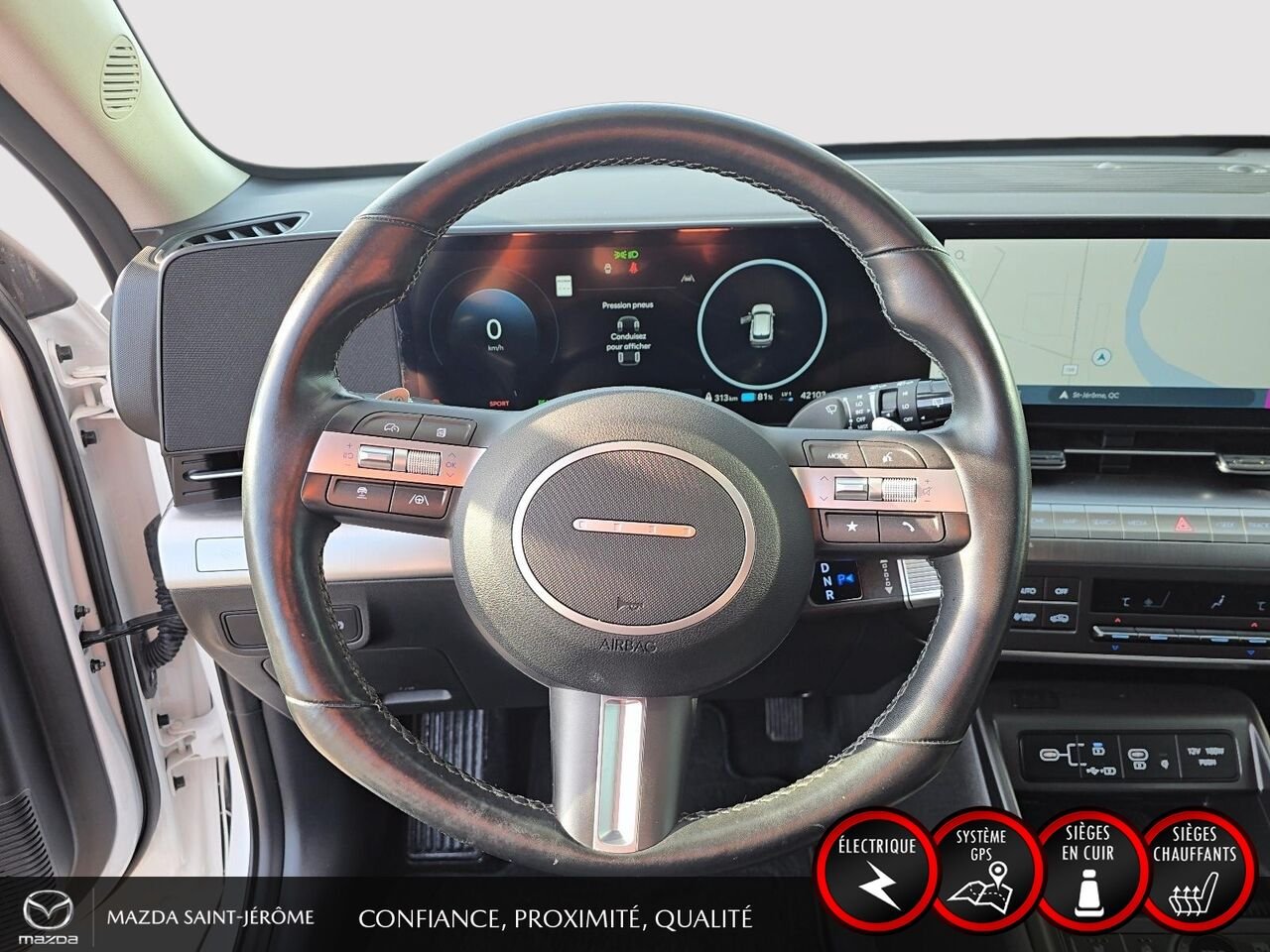 2025 Hyundai Kona Electric Preferred avec ensemble Trend | CUIR | TOIT OUVRANT | MAGS | White Saint-Jérôme - photo #12