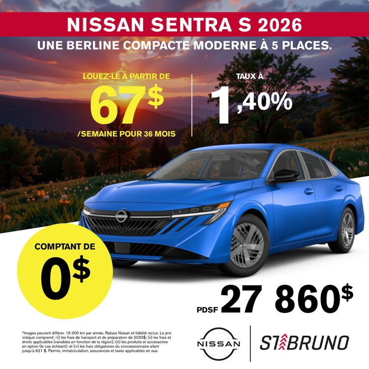 St bruno nissan promo septembre sentra S 2026 FR