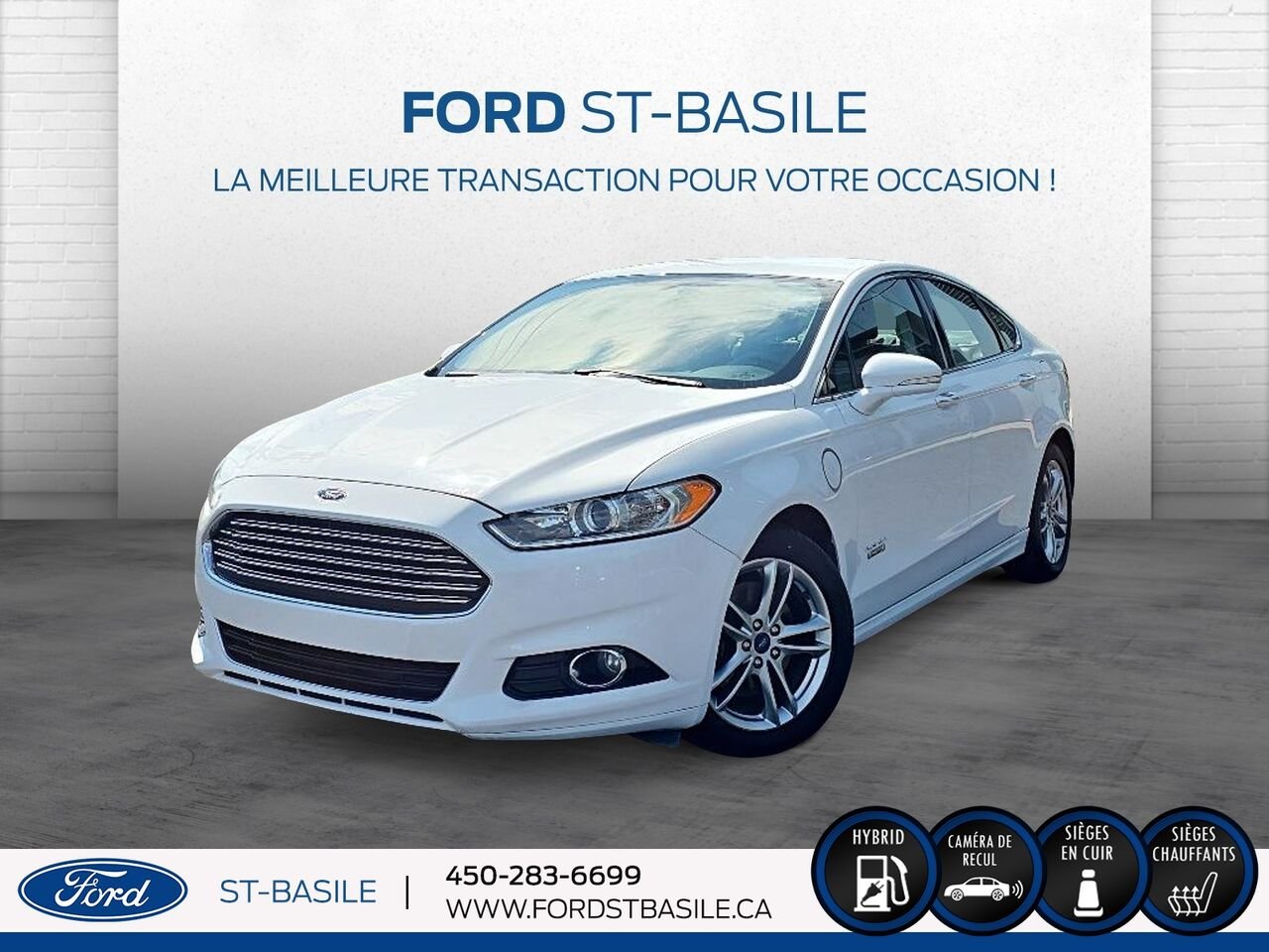 Ford FUSION HYBRIDE 2015 Blanc Saint-Basile-le-Grand - photo #0