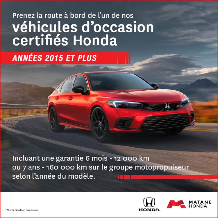 Matane honda promo mars OCCASION CERTIFIES FR