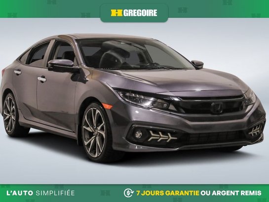2019 Honda Civic Touring AUTO AC CUIR TOIT NAV MAGS CAM RECUL BLEUT Grey