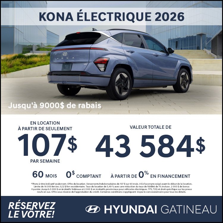 Hyundai gatineau promo KONA 2026 octobre FR