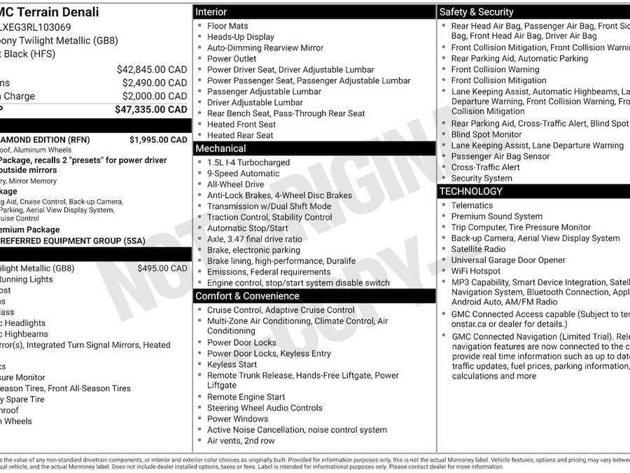 GMC Terrain DENALI BLACK DIAMOND AWD 2024 Noir