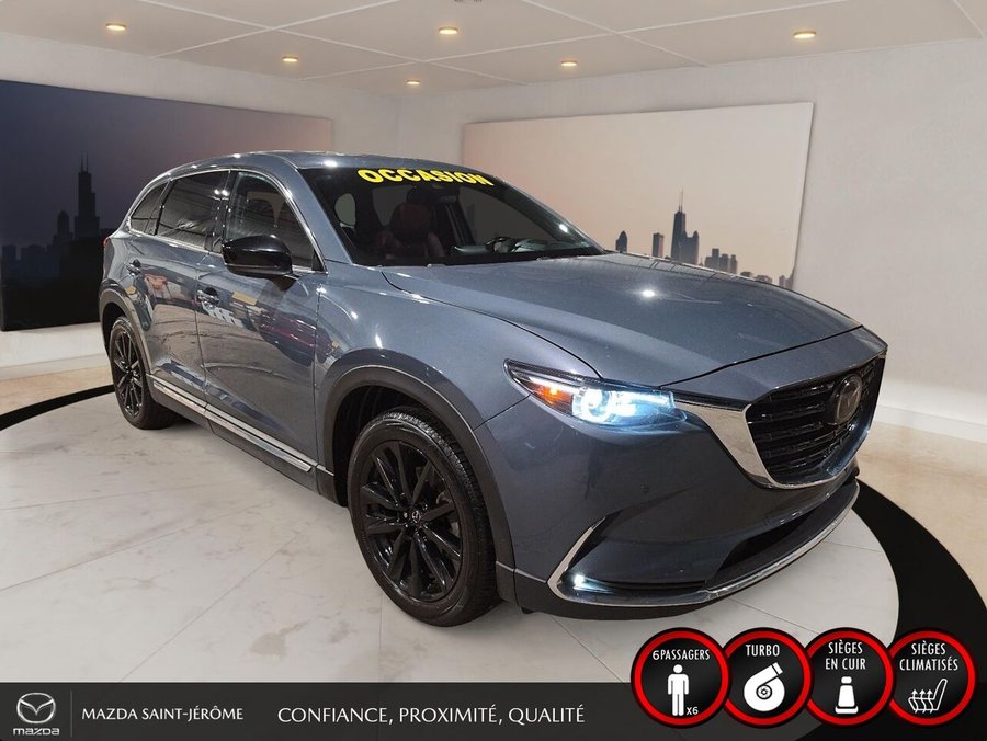 Mazda CX-9 Édition Kuro | 1 PROPRIÉTAIRE | JAMAIS ACCIDENTÉ | CUIR ROUGE | TOIT OUVRANT | AWD 2022 Gris