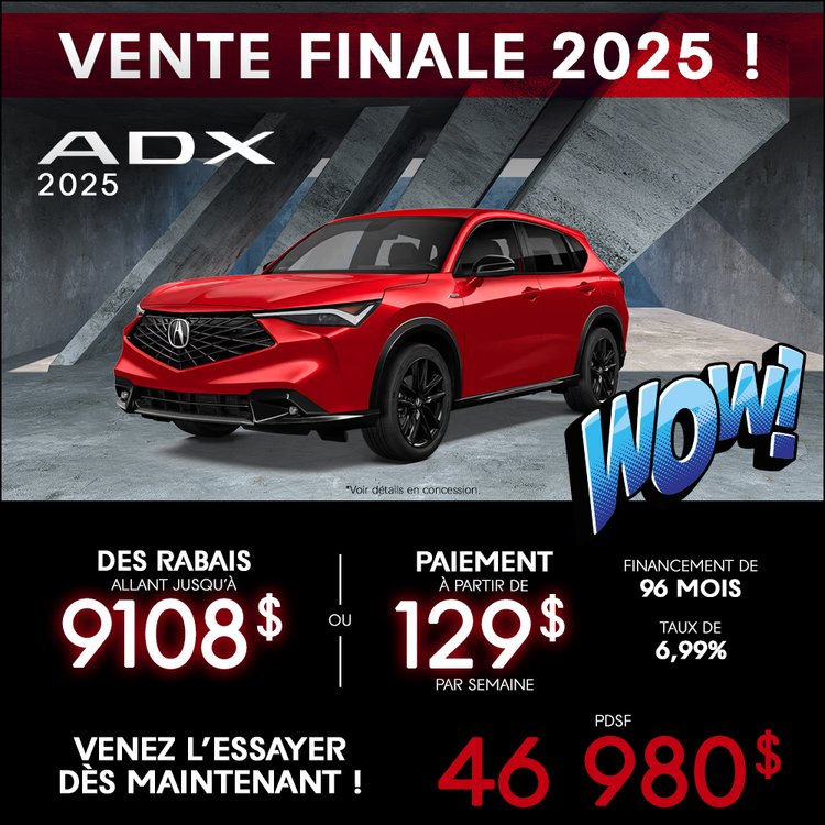 Gatineau acura promo octobre ADX 2025 FR