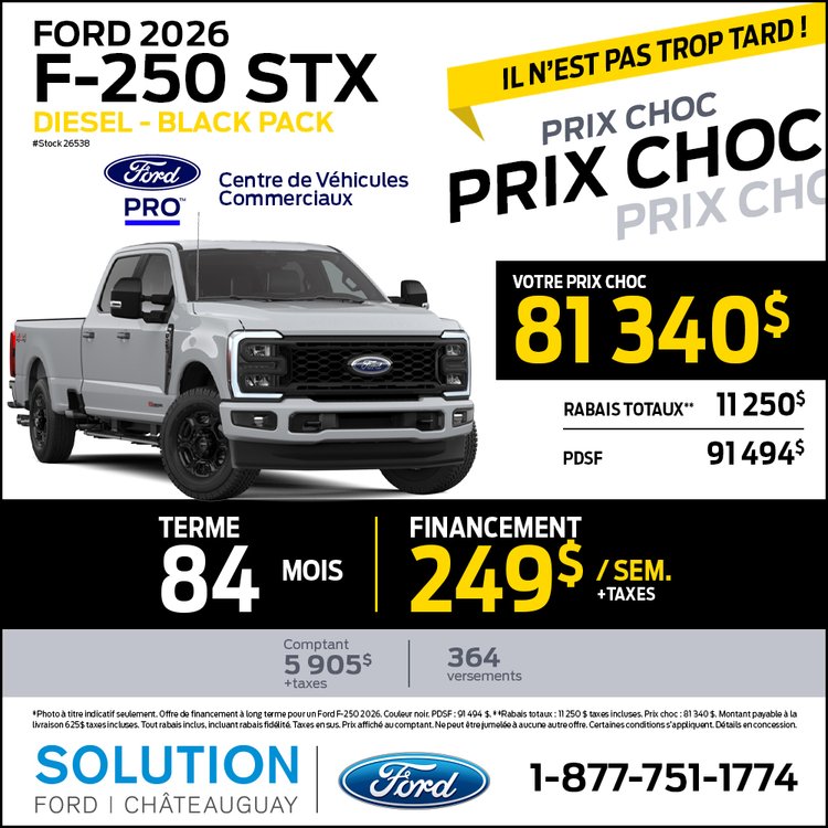 Solution ford promo octobre F 250 2026 2