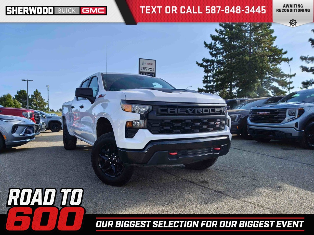 2025 Chevrolet Silverado 1500 4WD Crew Cab 157 Custom Trail Boss White Sherwood Park - photo #0