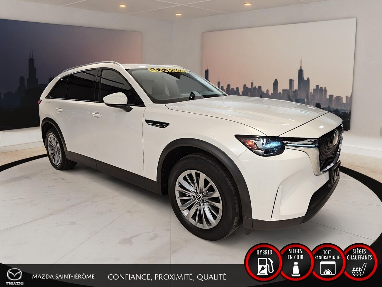 2024 Mazda CX-90 hybride rechargeable GS-L | 1 PROPRIÉTAIRE | HYBRIDE RECHARGEABLE | CUIR | TOIT OUVRANT | AWD White Saint-Jérôme - photo #3