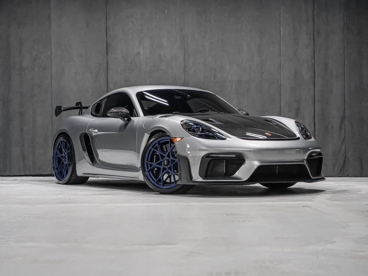 Porsche 718 Cayman GT4 RS PDK CARBONE JANTES BLEUES SPORT CHRONO 2025 Argent Montréal - photo #9