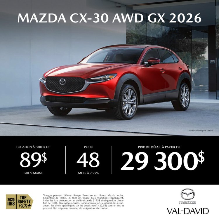 Mazda val david promo septembre CX 30 2026 1024x1024