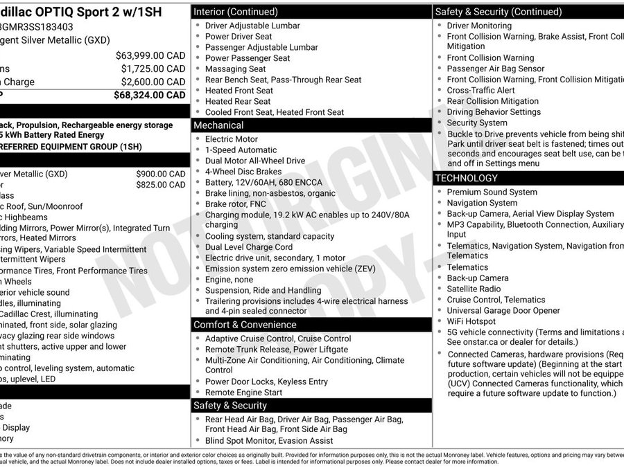 2025 Cadillac OPTIQ Sport AWD FINANCEMENT À PARTIR 3.99% Silver