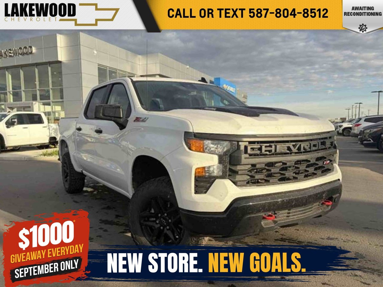 2025 Chevrolet Silverado 1500 4WD Crew Cab 147 Custom Trail Boss White Sherwood Park - photo #0
