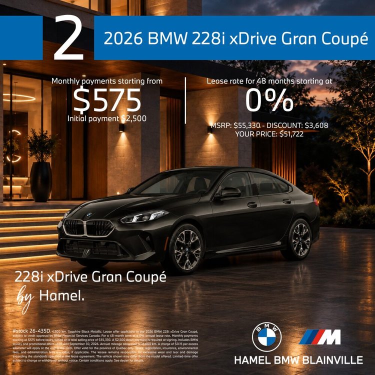 HAMEL BMW 228i XDRIVE GRAN COUPE 2026 SEPTEMBRE EN