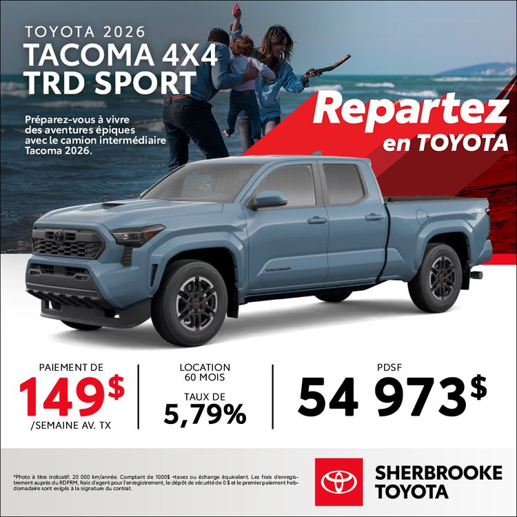 Sherbrooke toyota promo TOYOTA TACOMA TRD SPORT 2026 septembre FR