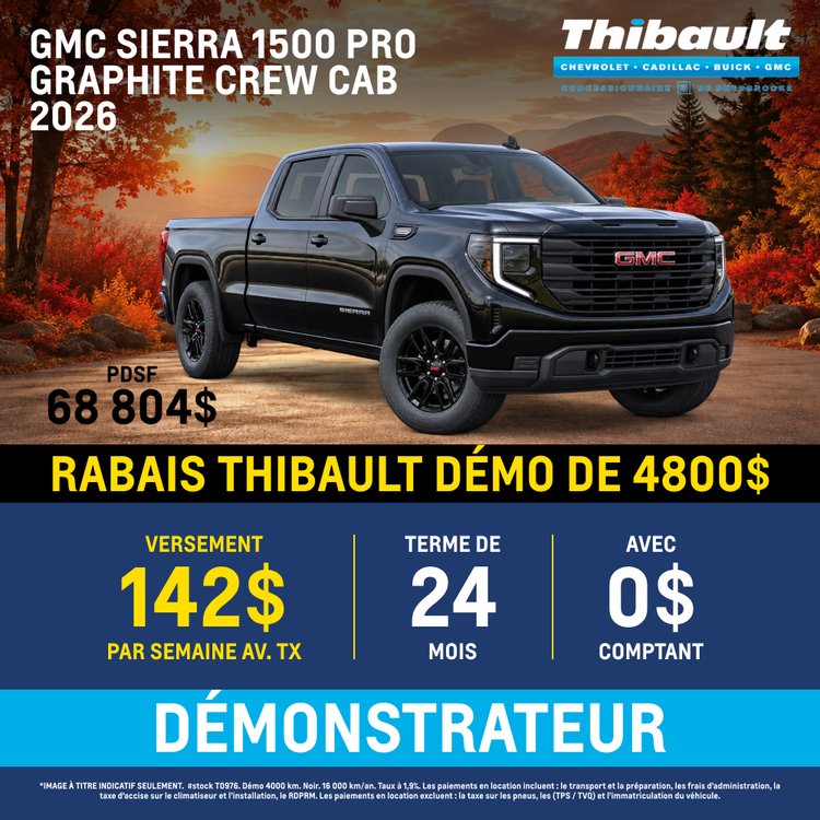 Thibault sherbrooke promo septembre GMC SIERRA PRO GRAPHITE 2026 FR