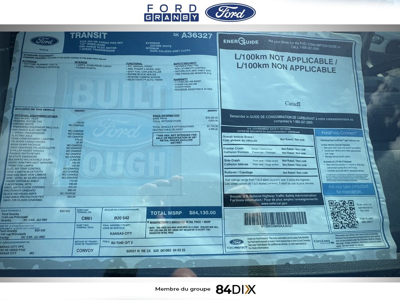 2025 Ford E-TRANSIT FOURGONNETTE UTILITAIRE White Granby - photo #8