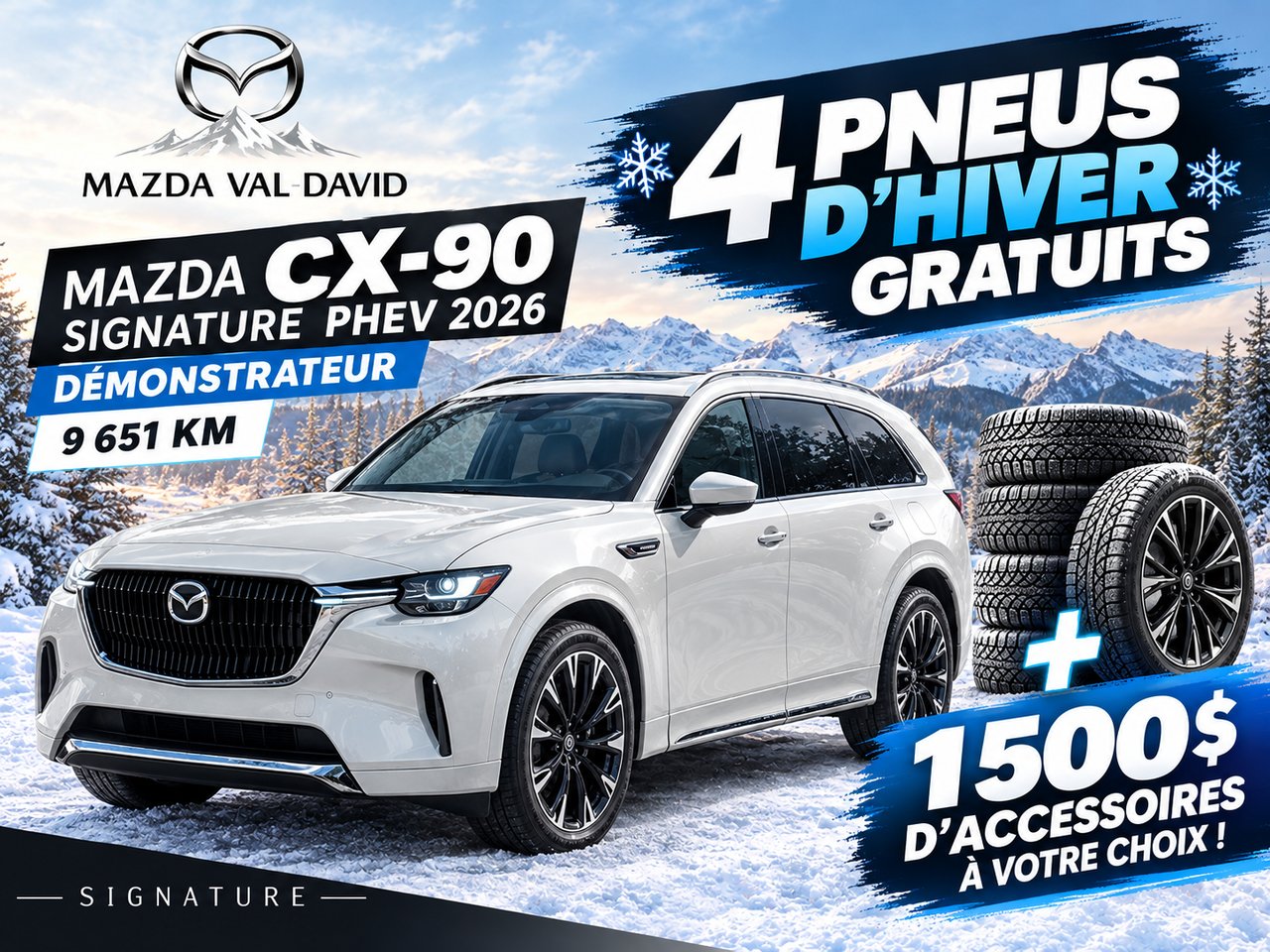 Mazda CX-90 hybride rechargeable Signature 2026 Quartz platine métallisé Val-David - photo #0