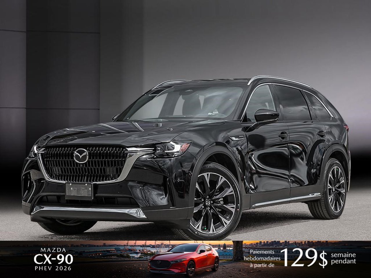 Mazda CX-90 hybride rechargeable JM3KKDHA9T1391811 2026 Noir de jais mica Mirabel - photo #0