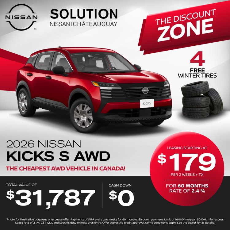 Solution nissan promo octobre Kicks S AWD 2026 EN