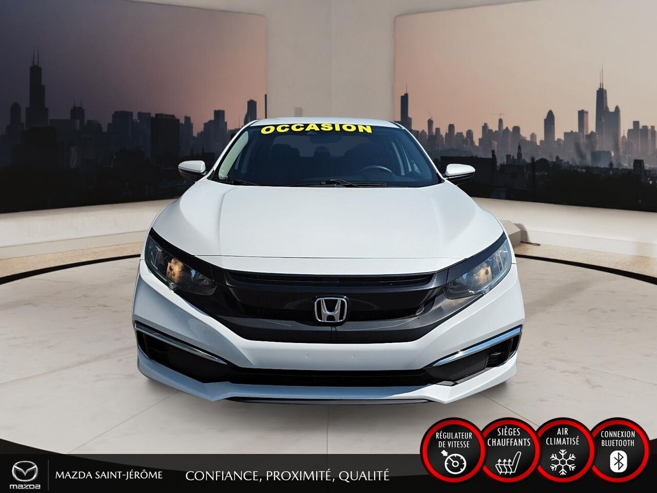 Honda Civic Berline LX | MANUELLE | MAGS NOIR | CARFAX PROPRE 2020 Blanc Saint-Jérôme - photo #2