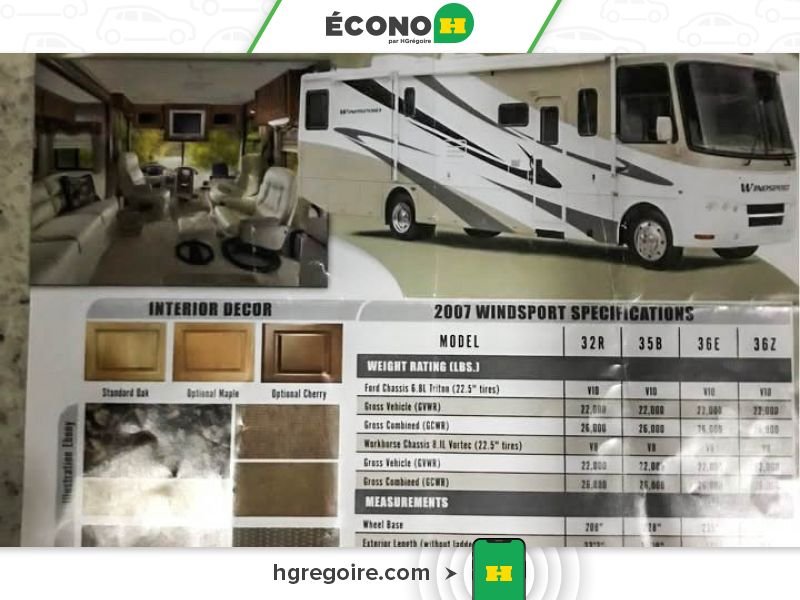 Ford Super Duty F-550 Motorhome V3312A | THOR WINDSPORT 32R AUT A/C V10 6.8L 362 HP 2007 Blanc Laval - photo #20