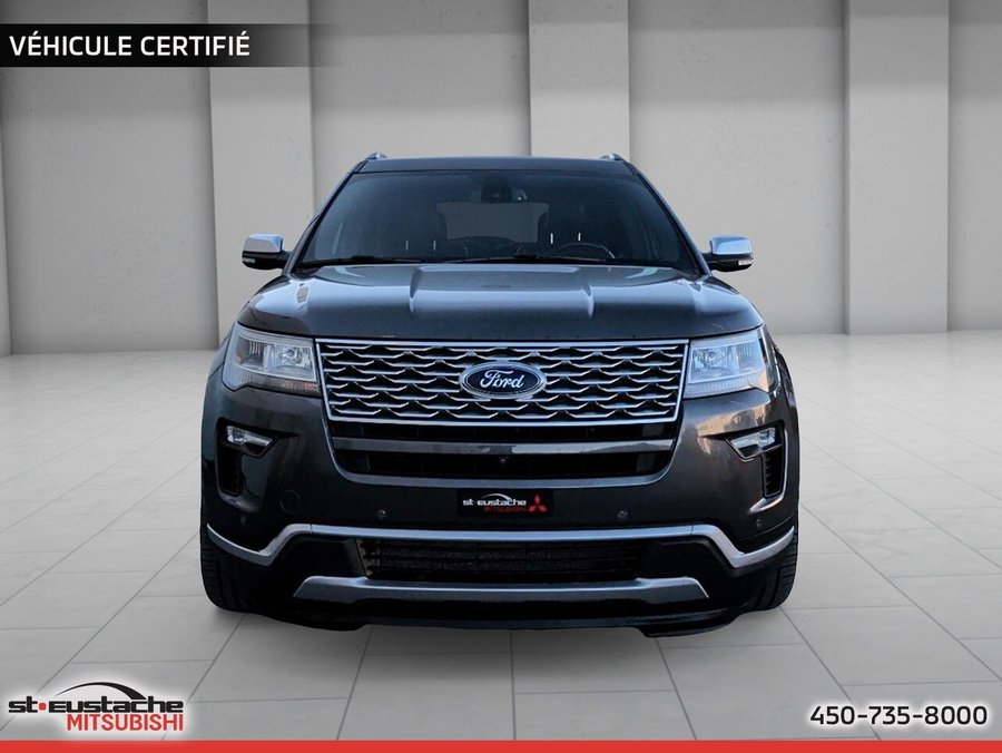 Ford Explorer Platinum 4rm-cuir-toit pano-sièges chauffant et climatisé-volant chauffant 2019 Argent