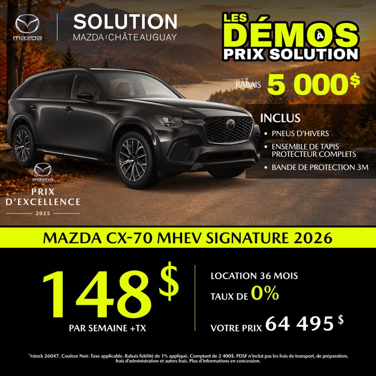 Solution mazda promo septembre CX 70 MHEV SIGNATURE 2026 FR