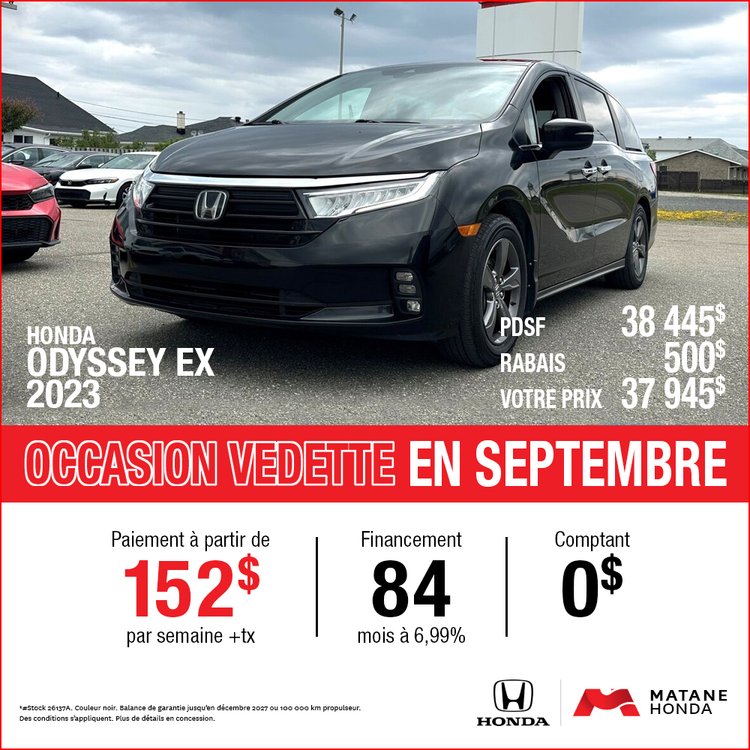 Matane honda promo septembre OCCASION HONDA ODYSSEY 2023 FR