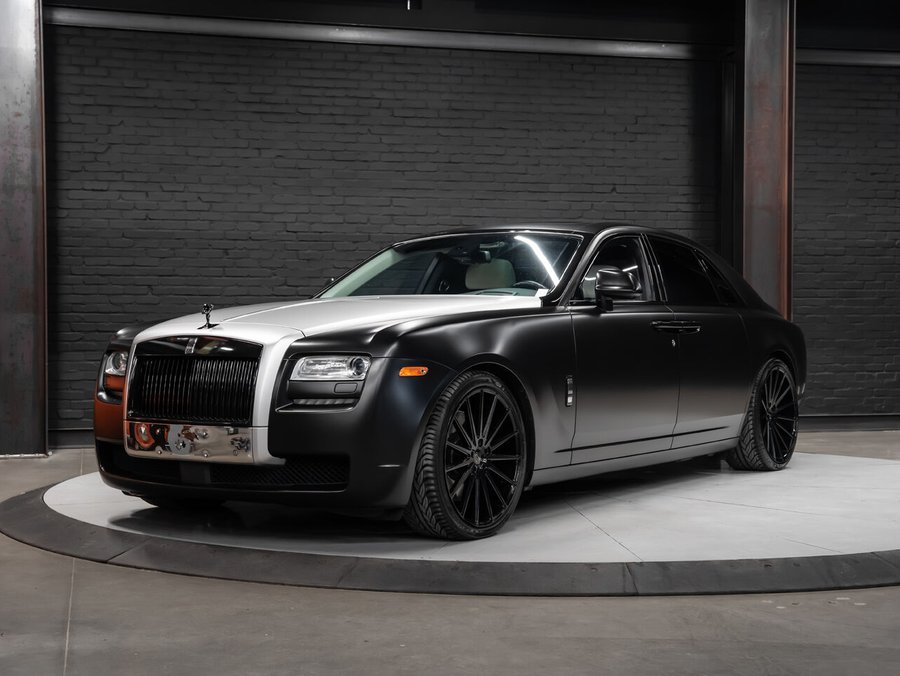2012 Rolls-Royce Ghost | Satin Black Wrap | Door Umbrellas | Rear Screens gray
