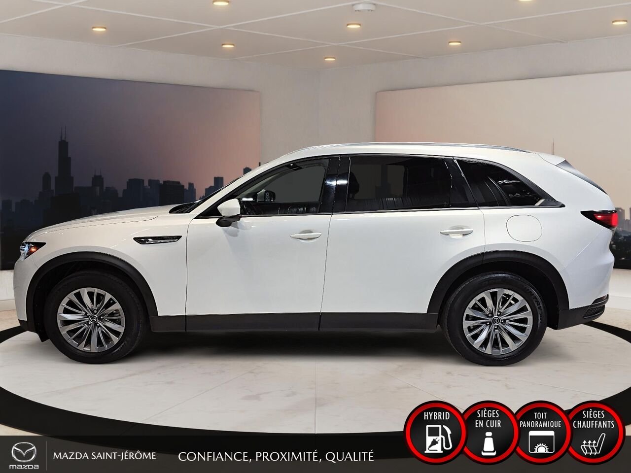 2024 Mazda CX-90 hybride rechargeable GS-L | 1 PROPRIÉTAIRE | HYBRIDE RECHARGEABLE | CUIR | TOIT OUVRANT | AWD White Saint-Jérôme - photo #9