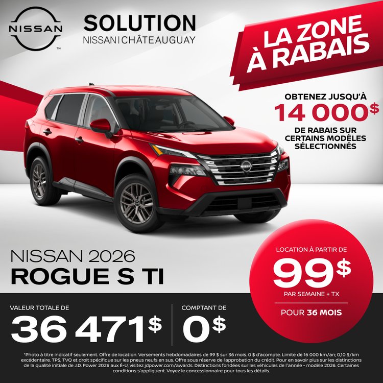 Solution nissan promo octobre Rogue S AWD 2026 FR