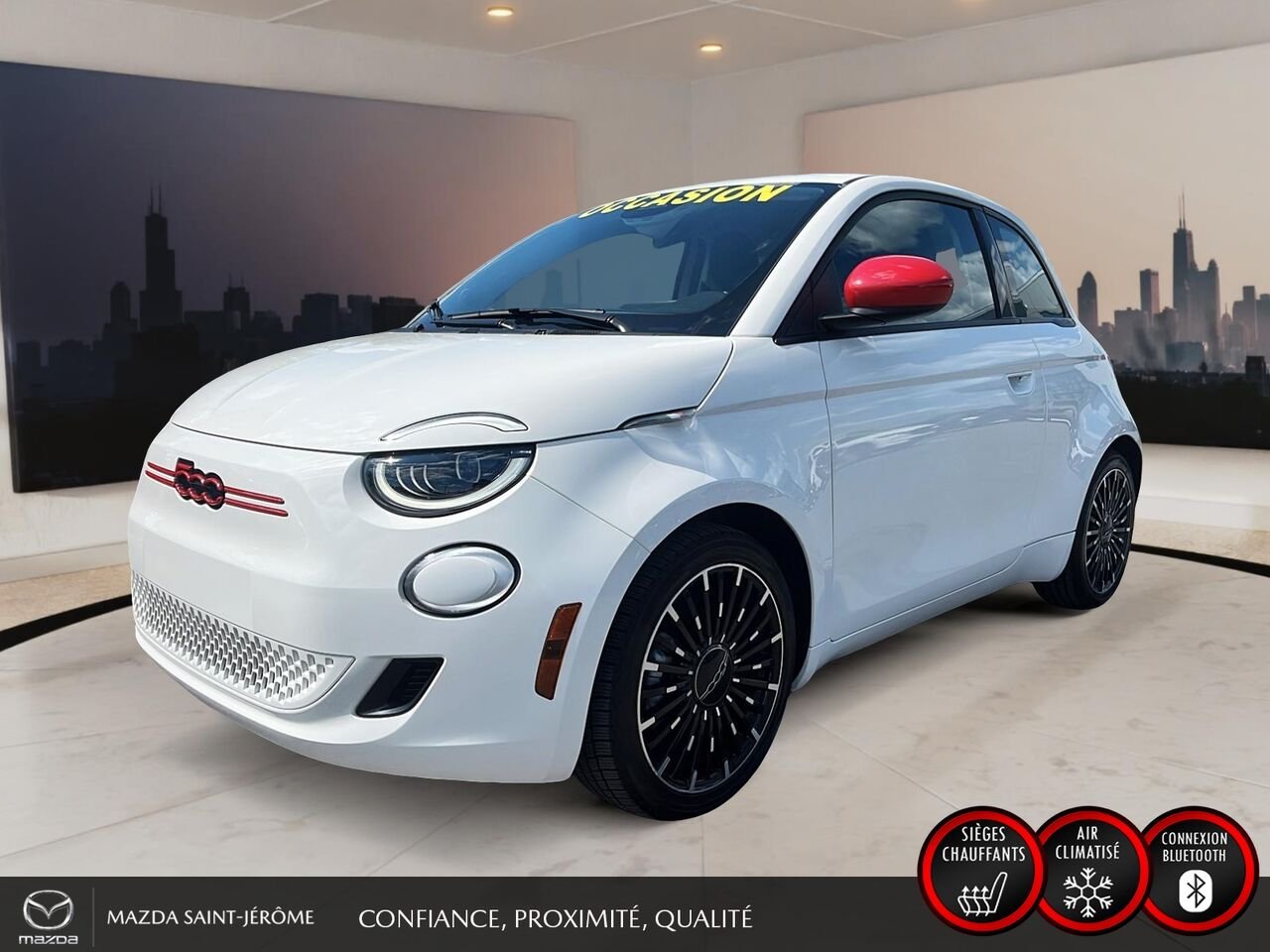 2024 FIAT 500e Édition (RED) | 100 % ÉLECTRIQUE | NAVIGATION | CAMÉRA DE RECUL | CARFAX VIERGE White Saint-Jérôme - photo #0