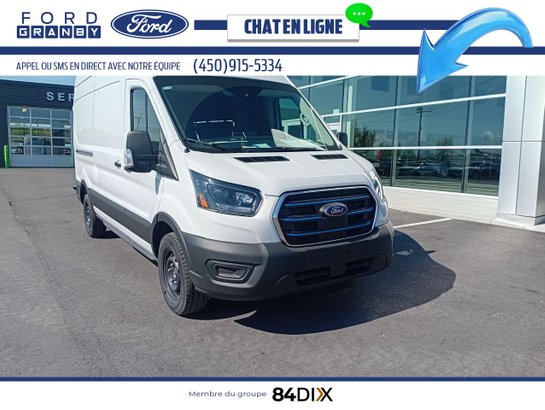 2024 Ford E-TRANSIT FOURGONNETTE UTILITAIRE T-350 toit surélevé PA 148 po PNBV de 9 500 lb White