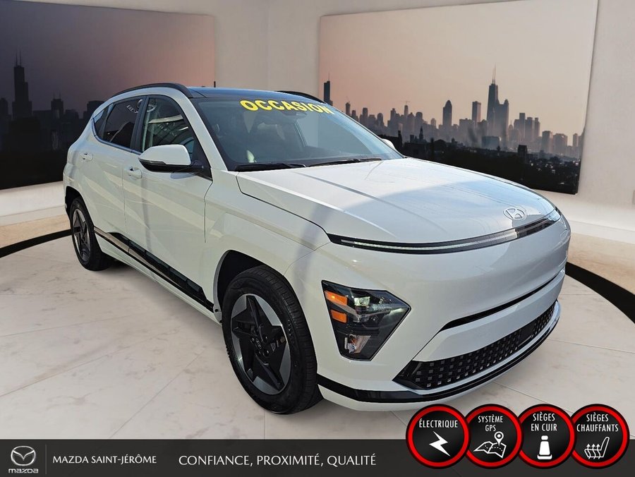 2025 Hyundai Kona Electric Preferred avec ensemble Trend | CUIR | TOIT OUVRANT | MAGS | White