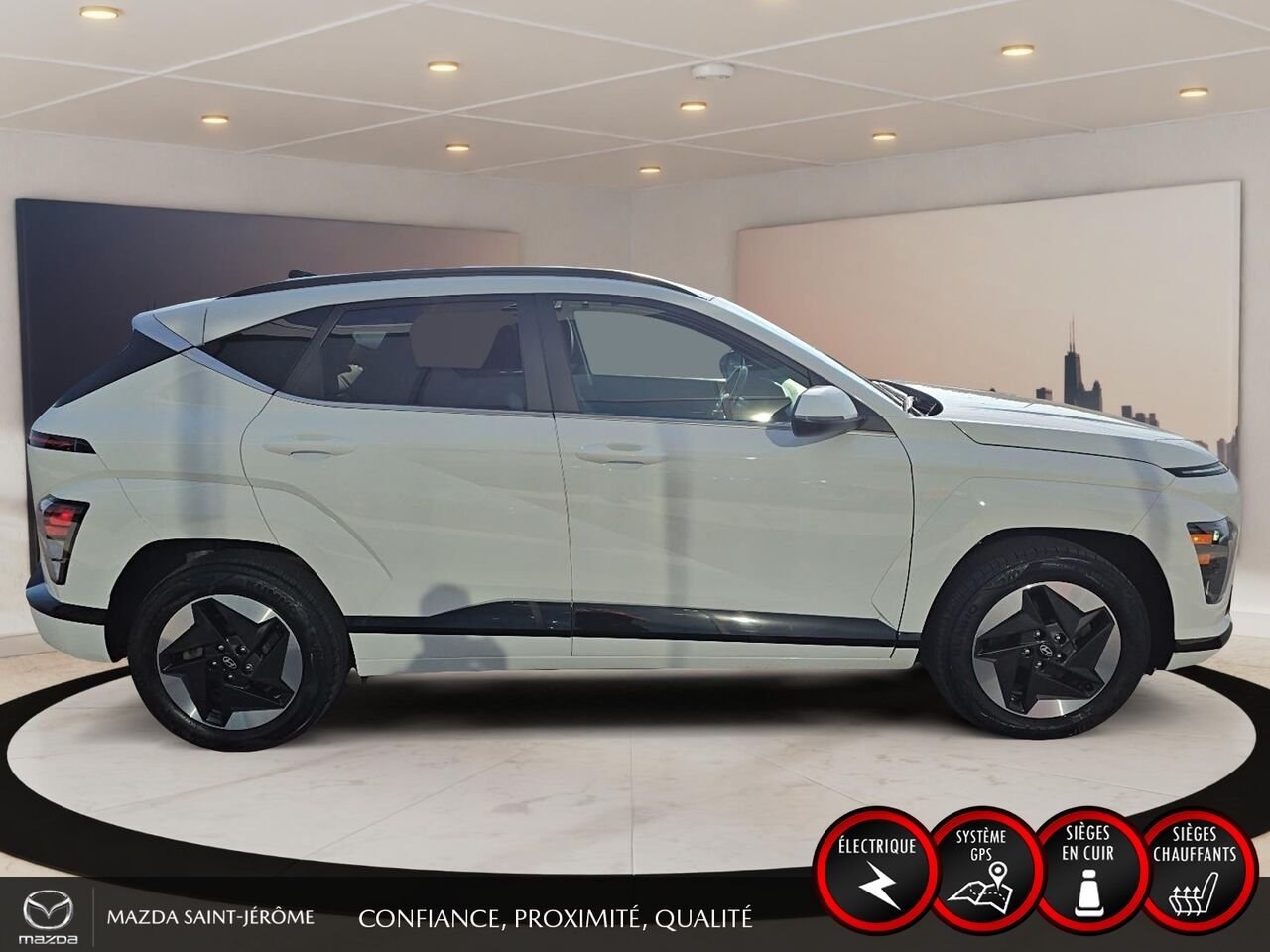 2025 Hyundai Kona Electric Preferred avec ensemble Trend | CUIR | TOIT OUVRANT | MAGS | White Saint-Jérôme - photo #4