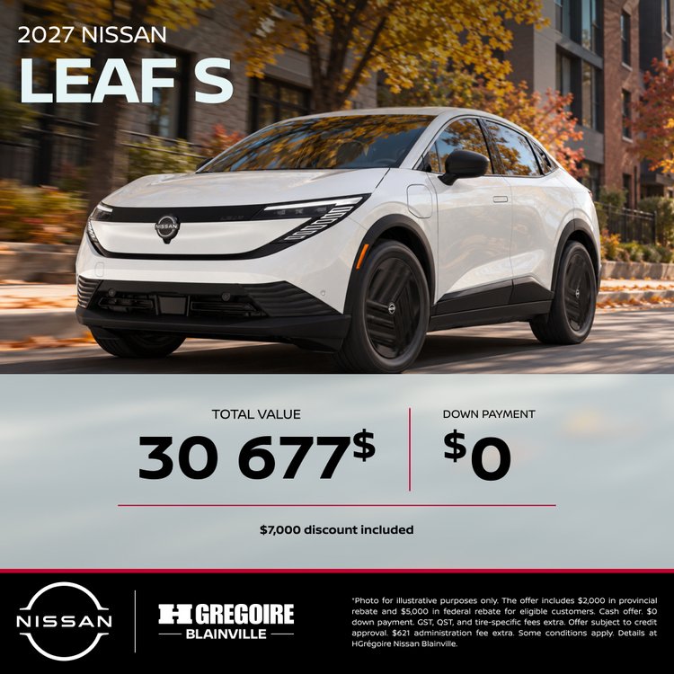 Nissan blainville promo octobre LEAF S EN