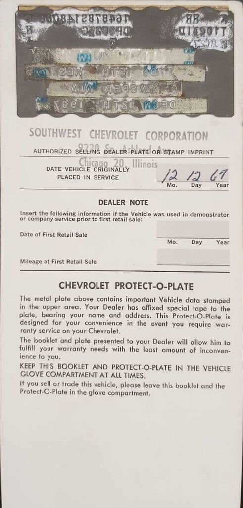 Chevrolet Impala Match N# L72 427/425 4spd 4.56gear Org Bill Of Sale | PRIX EN USD 1968 Rouge Montréal - photo #24