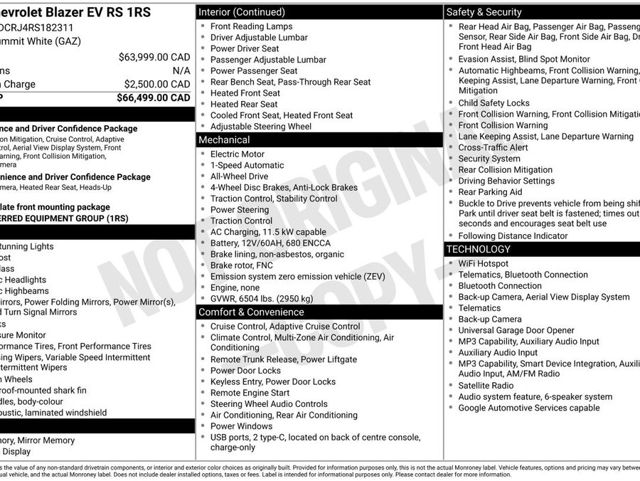 Chevrolet Blazer EV RS AWD 2024 Blanc