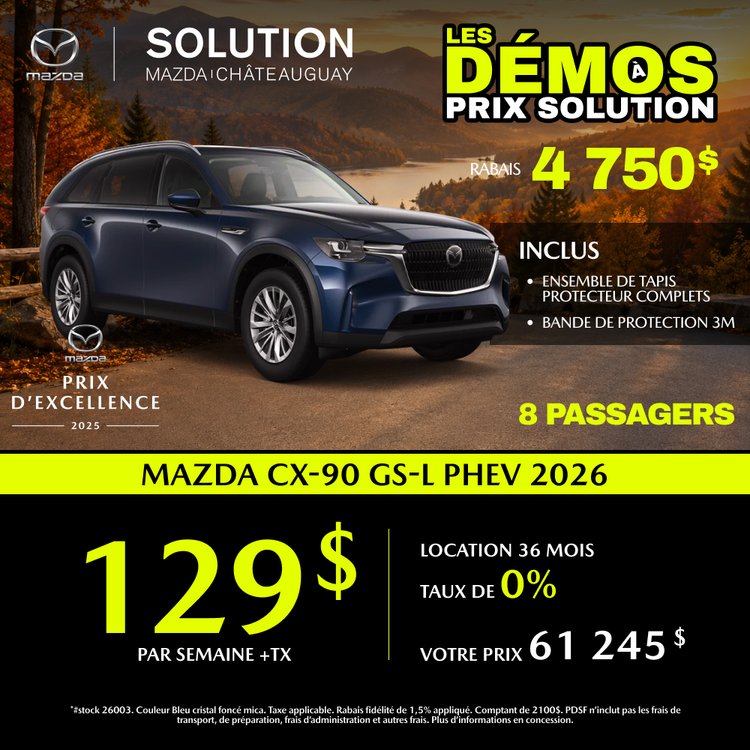 Solution mazda promo septembre CX 90 GS L PHEV 2026 FR