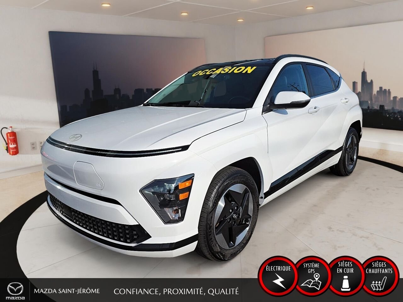 2025 Hyundai Kona Electric Preferred avec ensemble Trend | CUIR | TOIT OUVRANT | MAGS | White Saint-Jérôme - photo #0