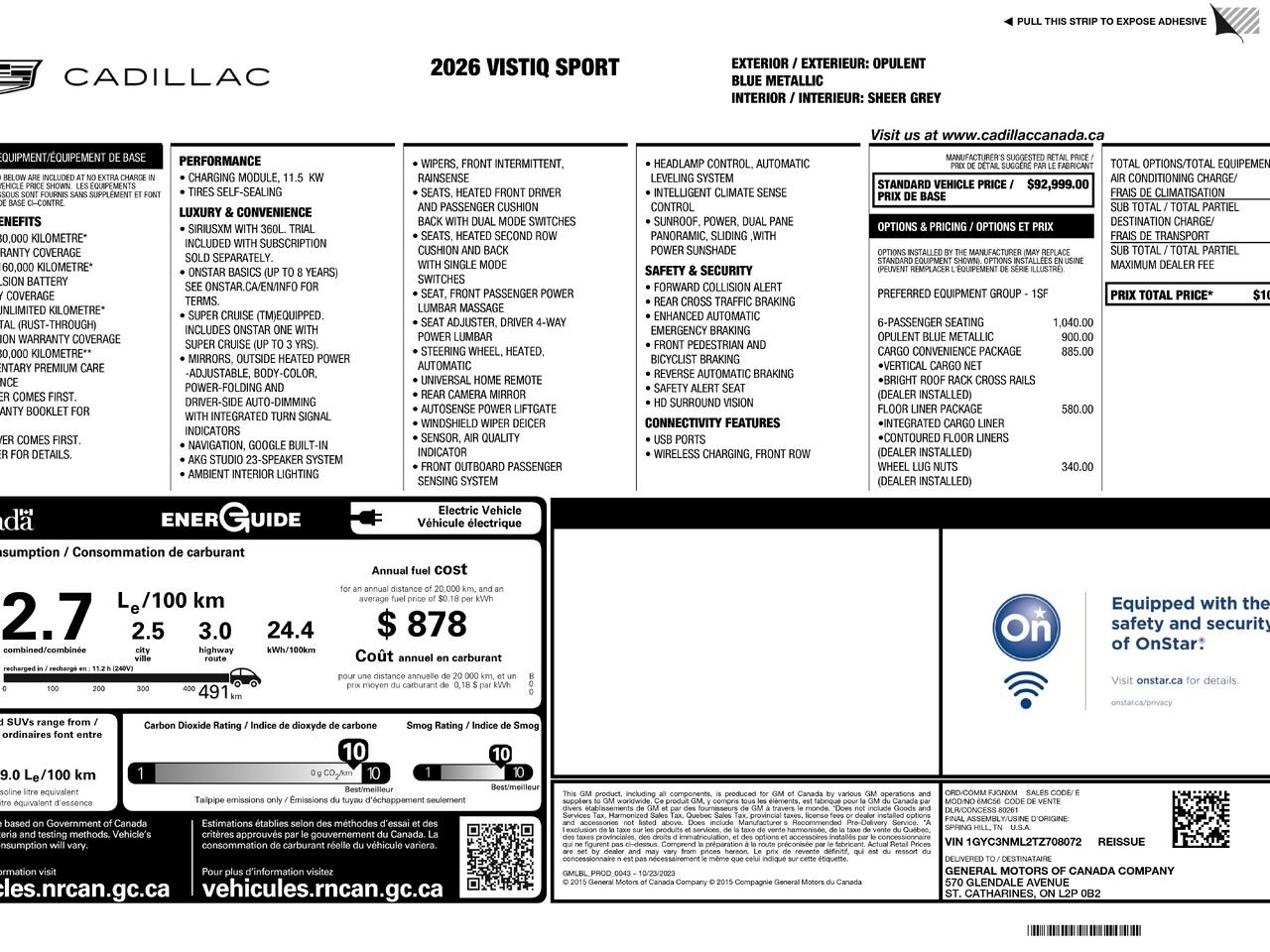 2026 Cadillac VISTIQ Sport AWD FINANCEMENT À PARTIR 3.99% Blue Laval - photo #7