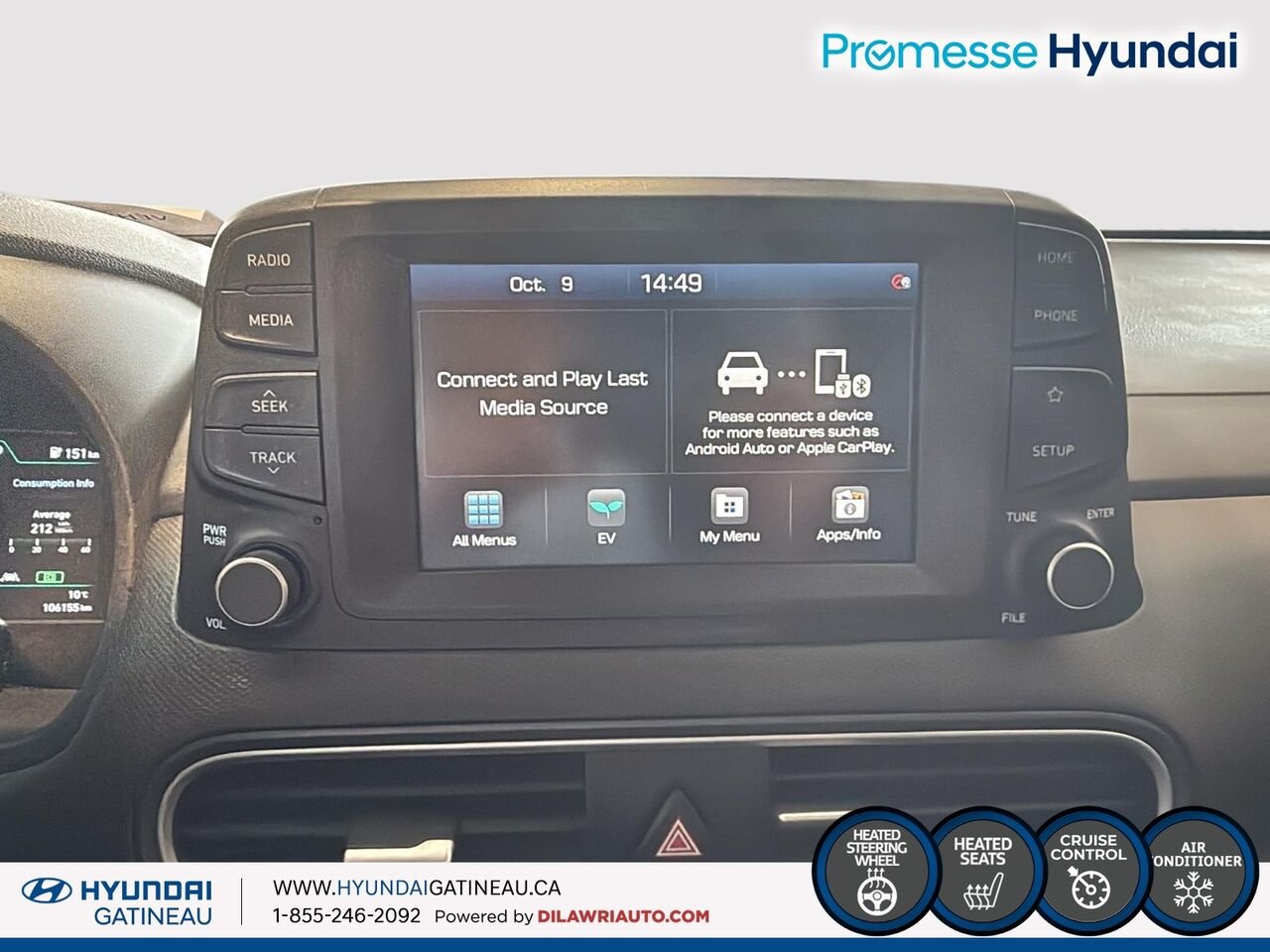 Hyundai Kona électrique Preferred TA *** Electrique , sieges chauffant , volants chauffants*** 2021 Blanc Ottawa & Gatineau - photo #17