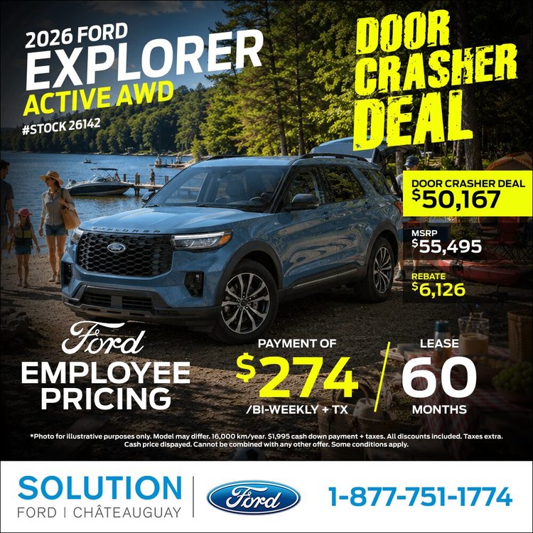 Solution Ford promo aout EXPLORER 2026 EN NEW DESIGN