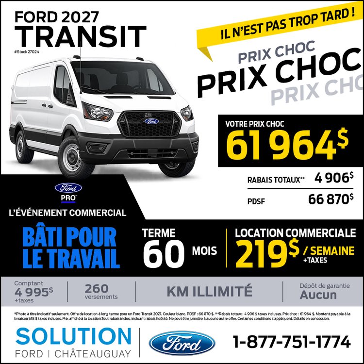 Solution ford promo octobre TRANSIT 2027