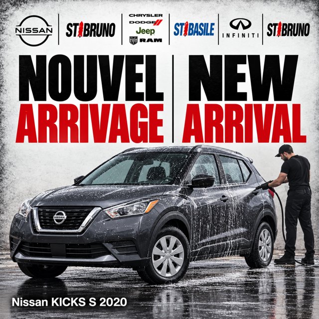 2020 Nissan Kicks S FWD, CAMERA, BLUETOOTH, BAS KILOMETRAGE Grey
