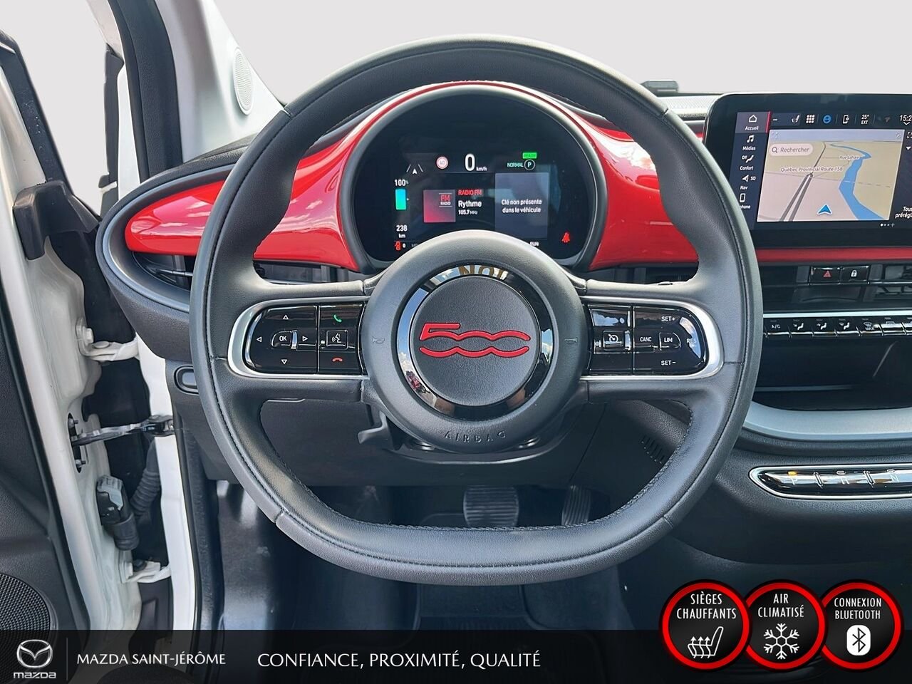 2024 FIAT 500e Édition (RED) | 100 % ÉLECTRIQUE | NAVIGATION | CAMÉRA DE RECUL | CARFAX VIERGE White Saint-Jérôme - photo #13