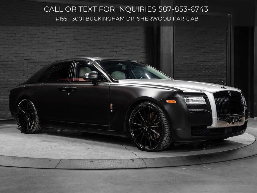 2012 Rolls-Royce Ghost | Satin Black Wrap | Door Umbrellas | Rear Screens gray