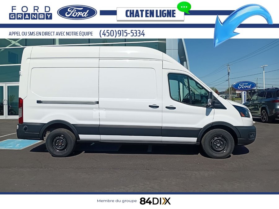 Ford E-TRANSIT FOURGONNETTE UTILITAIRE T-350 toit surélevé PA 148 po PNBV de 9 500 lb 2024 Blanc