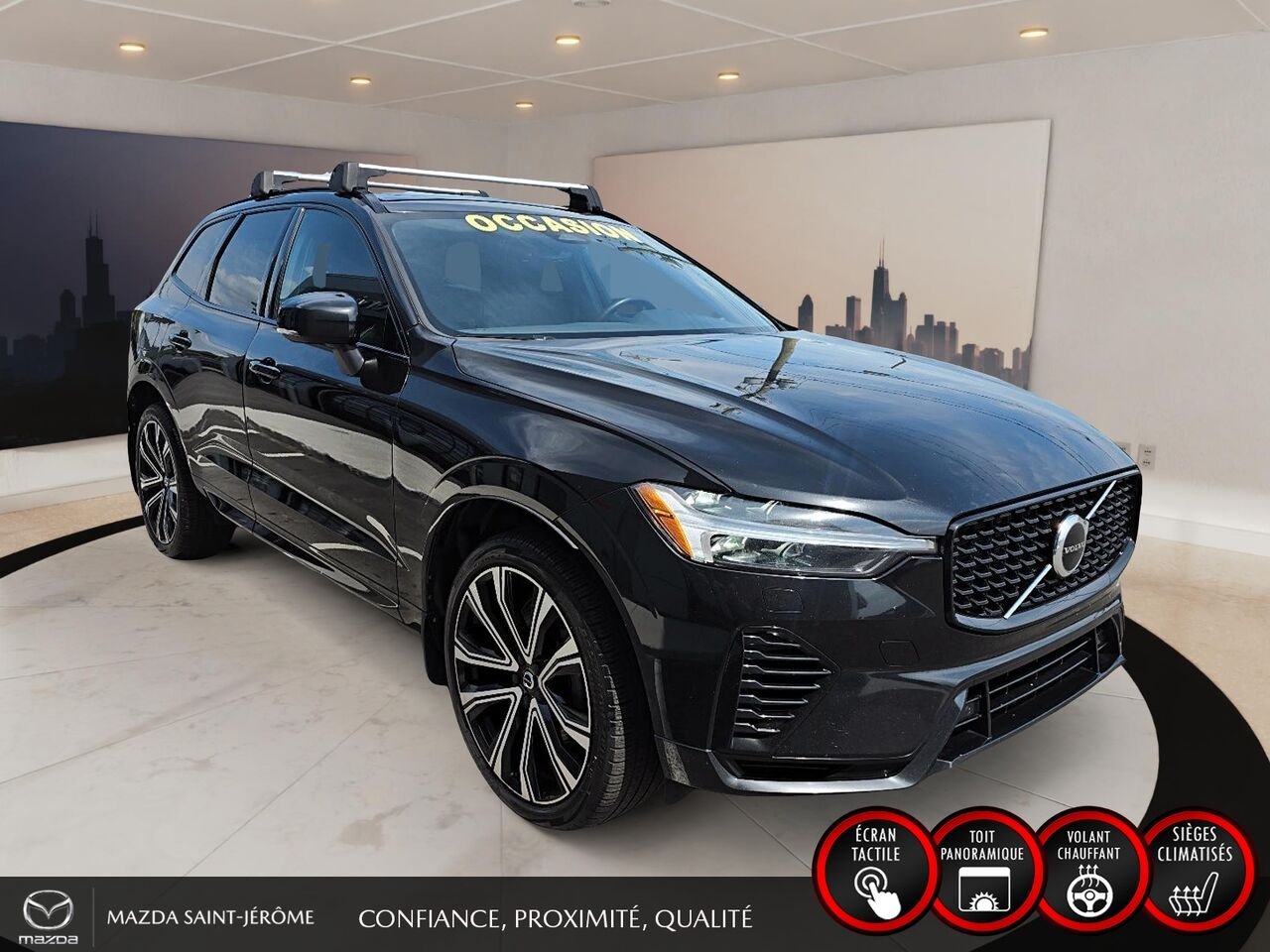 Volvo XC60 Recharge T8 R-Design hybride rechargeable | POLESTAR | TOIT PANORAMIQUE | AWD | CUIR | 2022 Noir Saint-Jérôme - photo #3