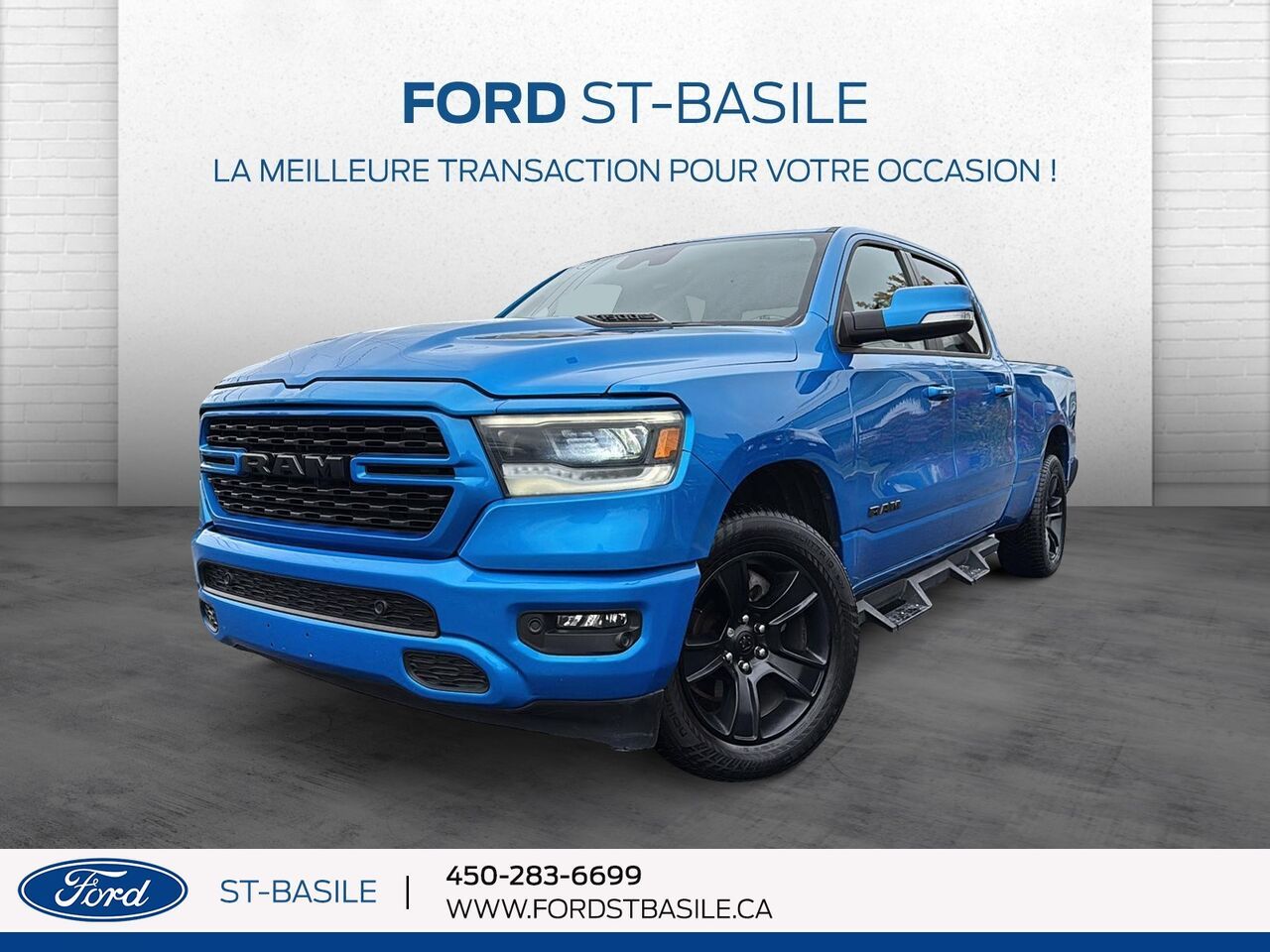 Blue 2022 RAM 1500 Pickup Truck Four-Wheel Drive Automatic